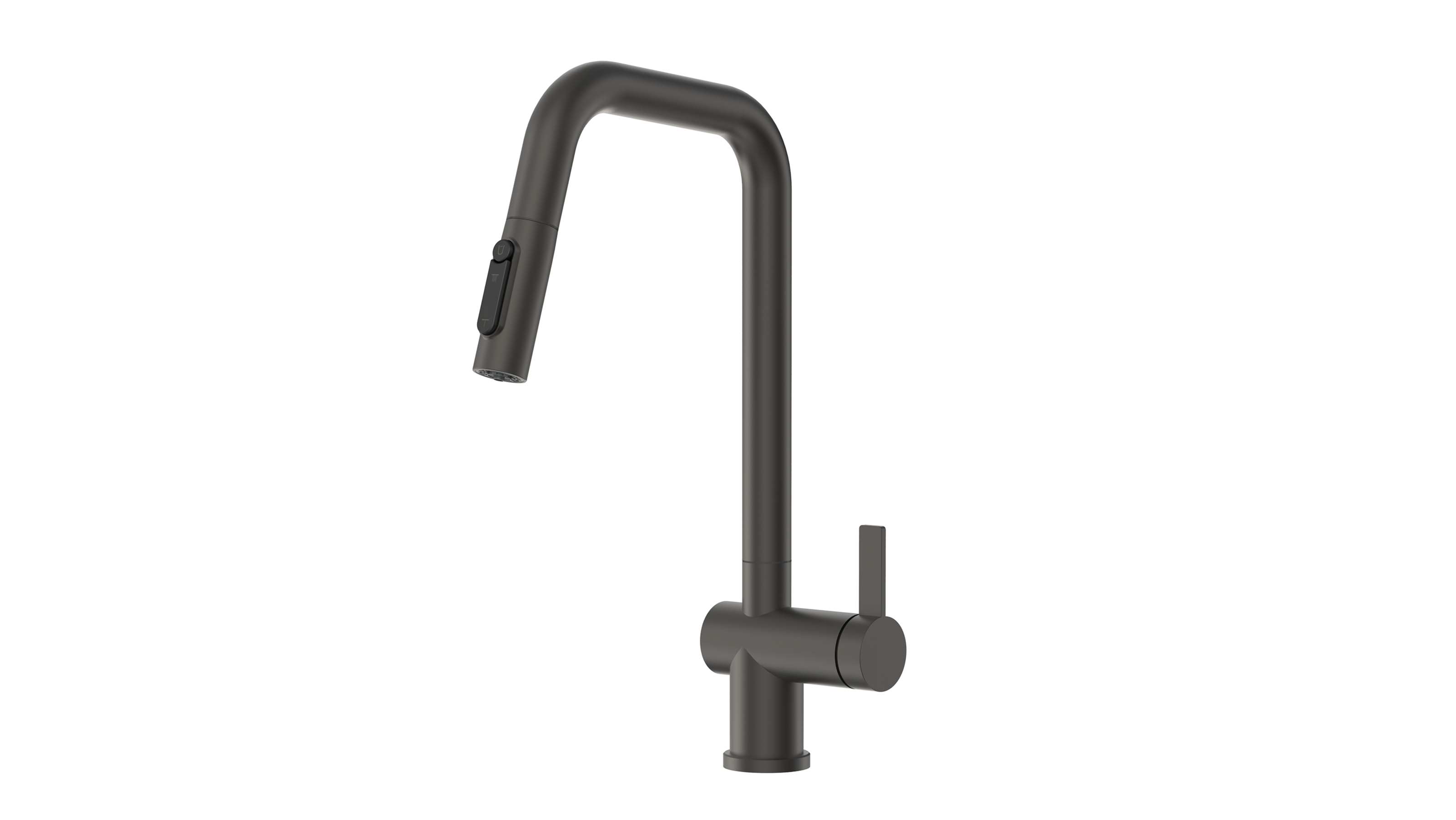 KS-7273, ГРАФИТ МАТОВЫЙ, Смеситель кухонный с выдвижным изливом с переключением на душ и фильтром,сталь