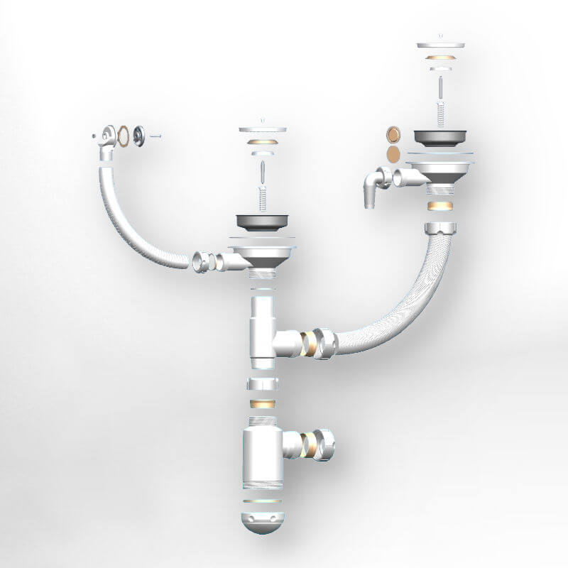 Сифон двойной GRAND 31/2 с круглым переливом и отводом ЭКОНОМ (С.Н. 391-11-22)