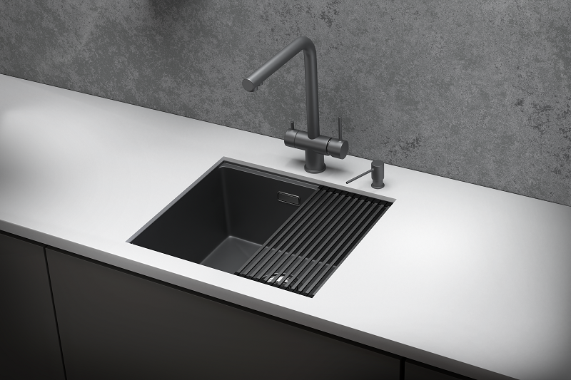 KS-5045U, ГРАФИТ МАТОВЫЙ, стальная кухонная мойка KITCHEN SPACE