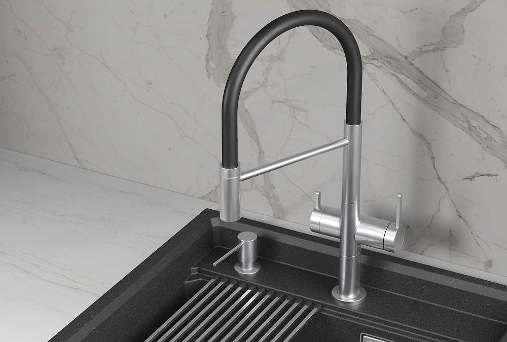 KS-8277, НЕРЖ, СМЕСИТЕЛЬ КУХОННЫЙ KITCHEN SPACE