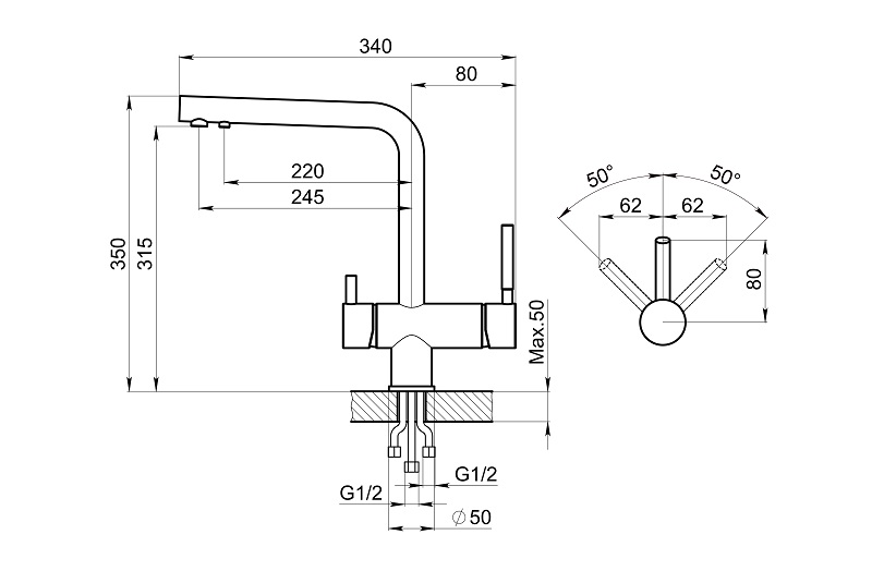 2305, БАЗАЛЬТ, СМЕСИТЕЛЬ КУХОННЫЙ